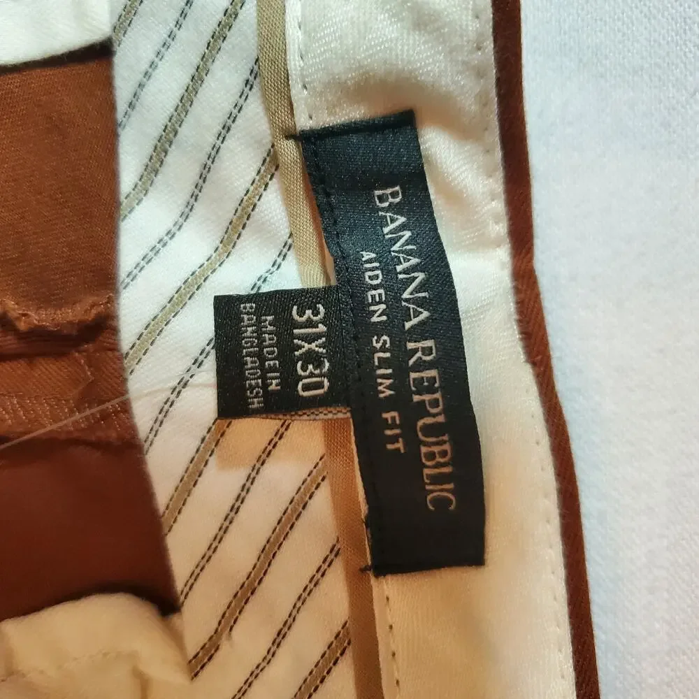 Banana Republic Mens Pants Size 31X30 Brown Chino Trousers Straight Fit NWT NEW